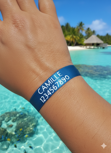 Bracelet d'identification enfant personnalisable bleu azur