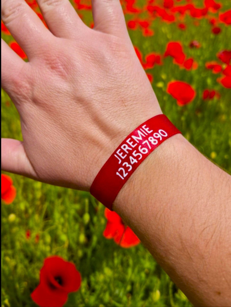 Bracelet d'identification enfant personnalisable rouge