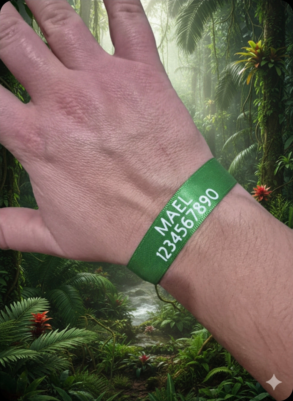 Bracelet d'identification enfant personnalisable vert